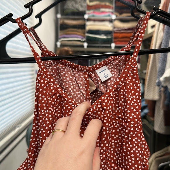 Old Navy NWT HAS POCKETS orange and white romper size S - Picture 2 of 7